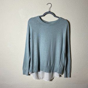 Loft Mint green mixed material bow back pullover sweater size medium